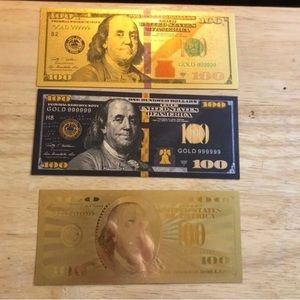 24k Gold Foil Plated $100 US Dollar Banknote Set